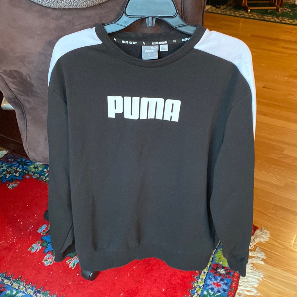 Puma Long Sleeve Large Shirt Two Tone (Black/White)